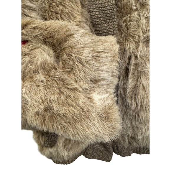 Vintage Monterey Fashions Faux Fur & Knit Womens Jacket Size 14 Tan Beige Made I - Picture 8 of 9
